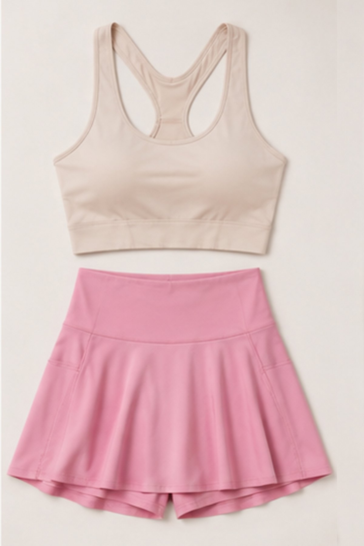 POISE Essential Activewear Set in Ivory & Blush Pink